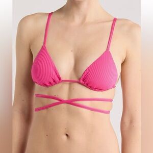 Sol Triangle Bikini Top and Adjustable Side String Bikini Bottoms NWT in Zinnia